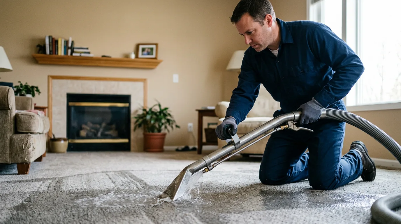 Water damage restoration technician working near Vaughn, WA